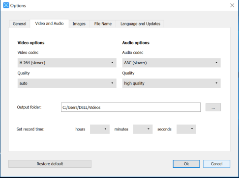 DVDvideosoft Video and audio setting